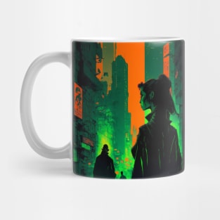 Cyberpunk neon city Mug